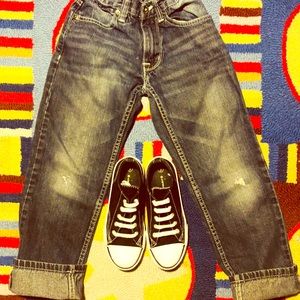 Grey wash adjustable waist boys jeans size 8